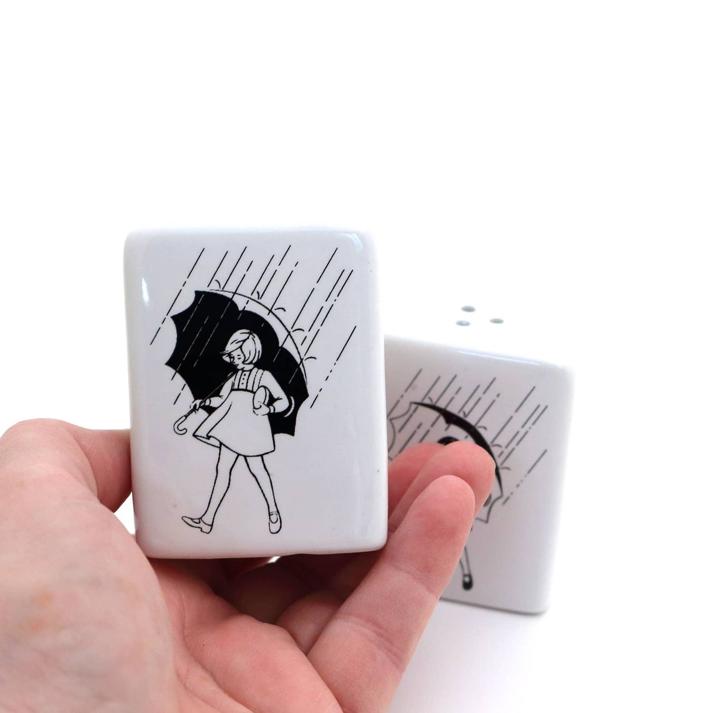 Morton's salt and pepper, vintage image on shakers