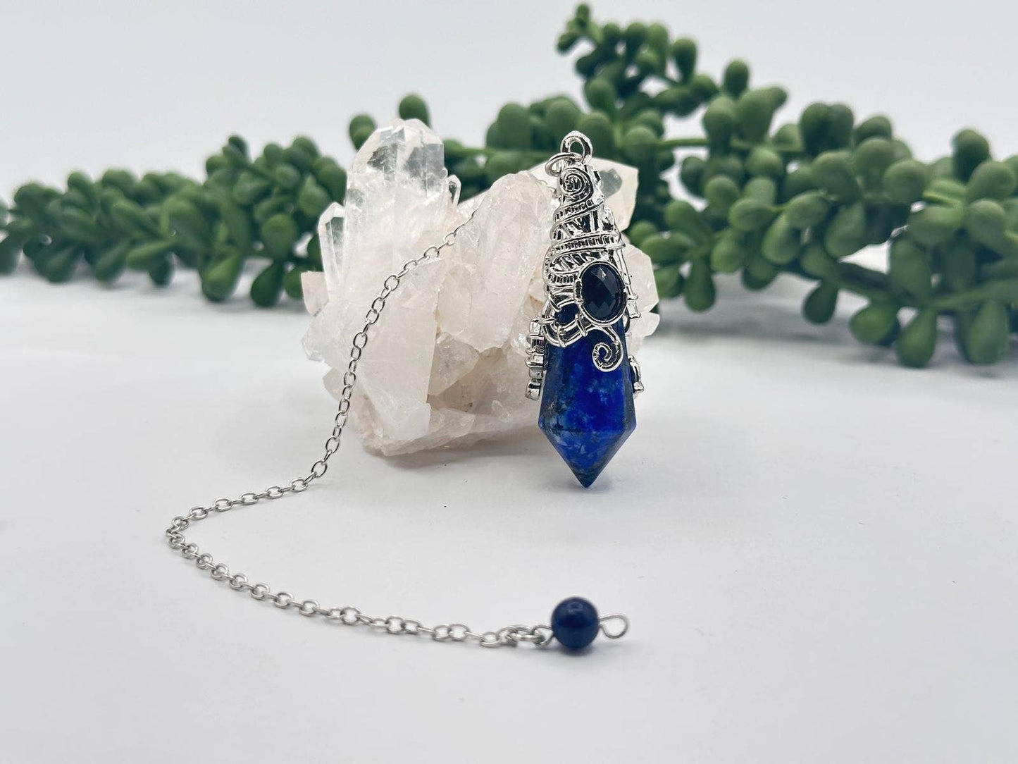 Lapis Lazulli 12 Faceted Antique Silver Detailing Pendulum