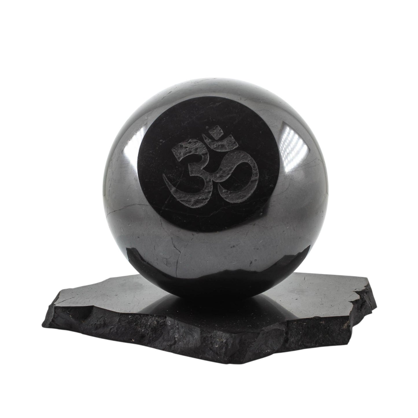 Shungite Engraved Sphere with Stand 8cm