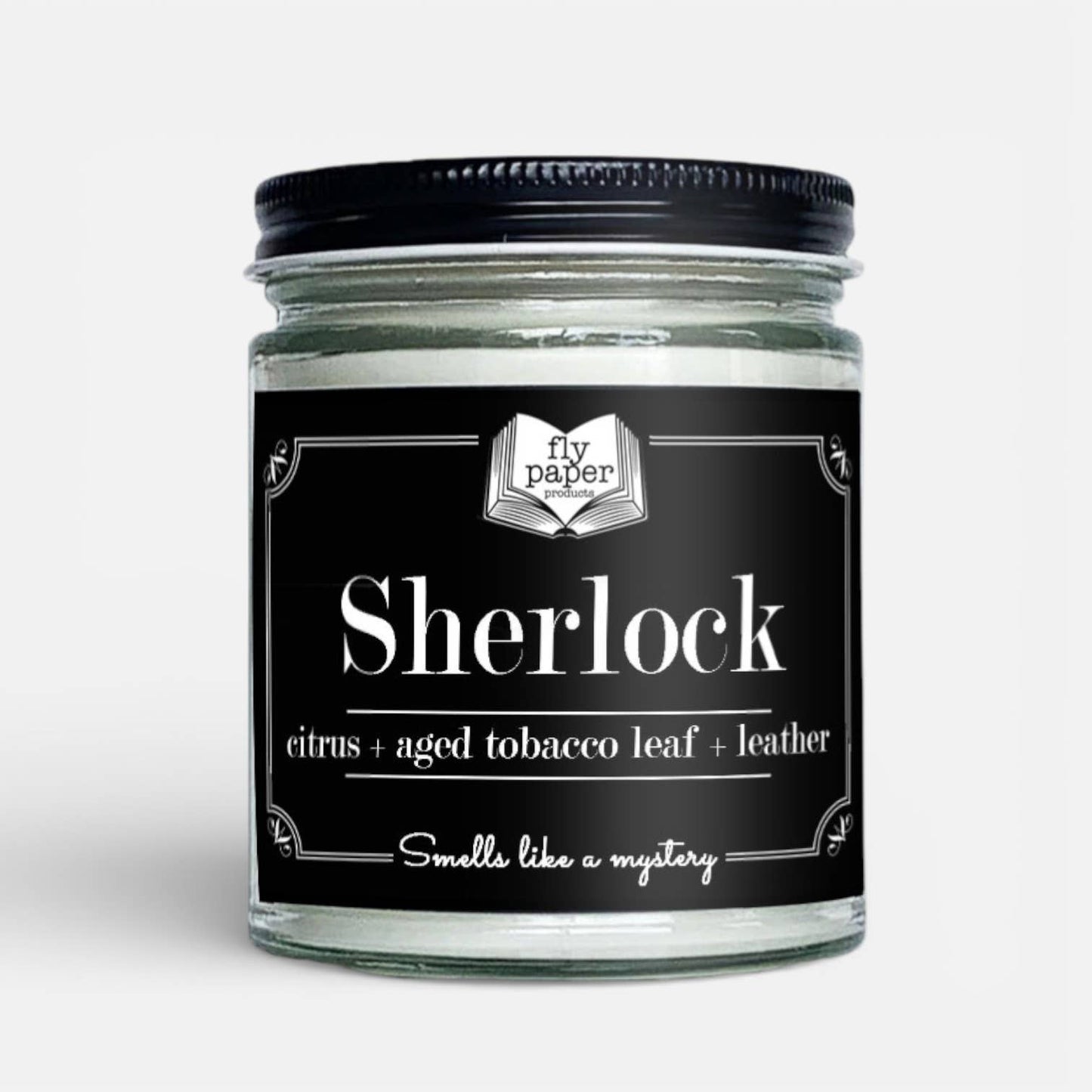 Sherlock 9oz Glass Candle Citrus + Tobacco Leaf + Leather