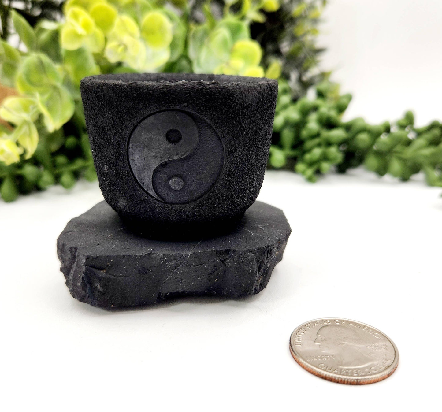 Shungite Figurine Candle Holder-Ying Yang-EMF  (6x5x5.5cm)