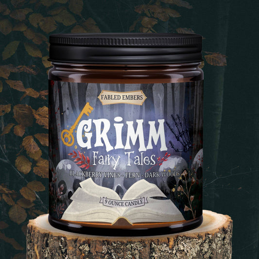 GRIMM Fairy Tales Candle | Amber Glass | Bookish | Unique