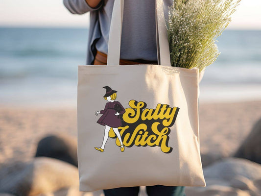 Salty Witch Funny Canvas Tote Bag