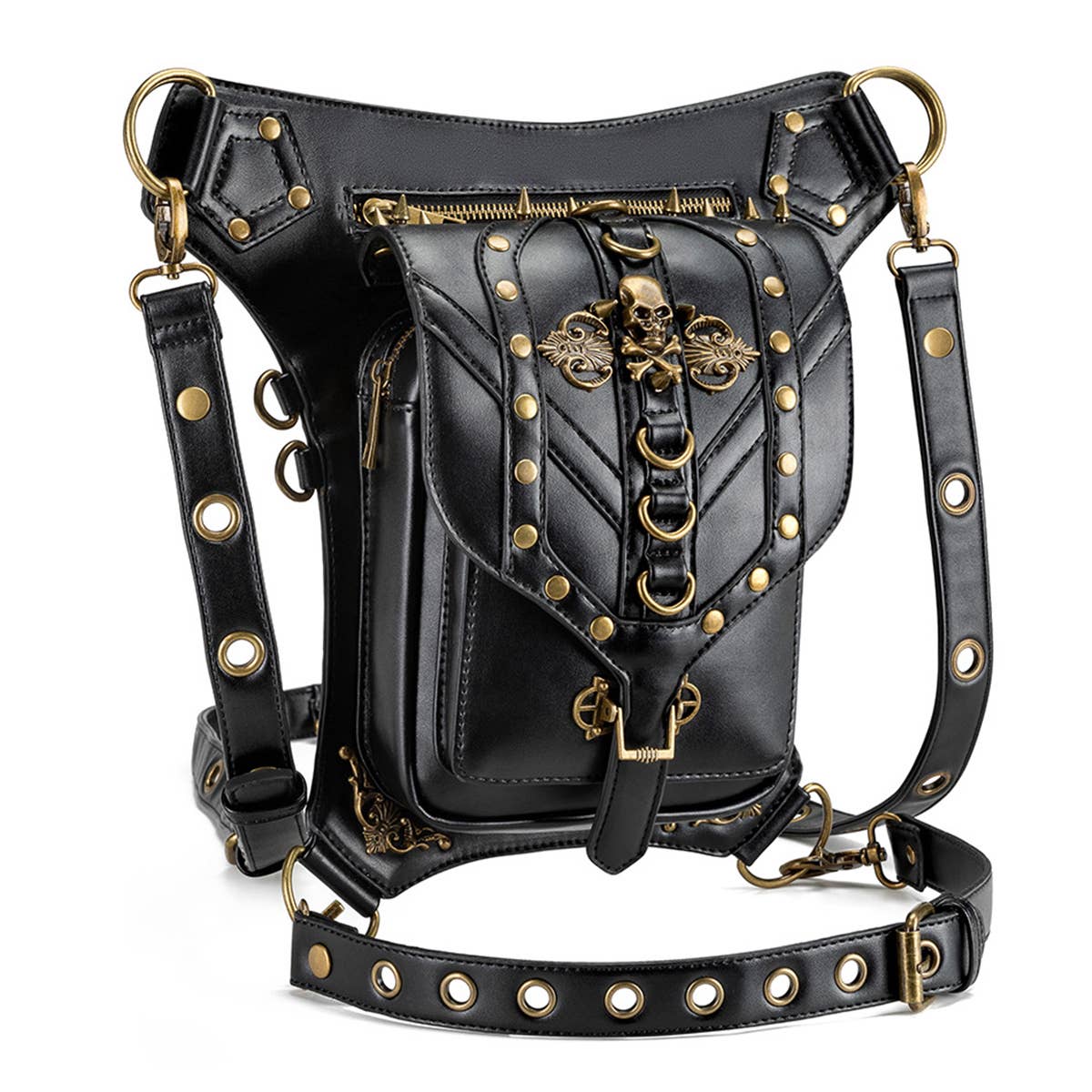 RETRO SKULL GOTHIC STEAMPUNK LEG BAG WALLET_CWAB0646