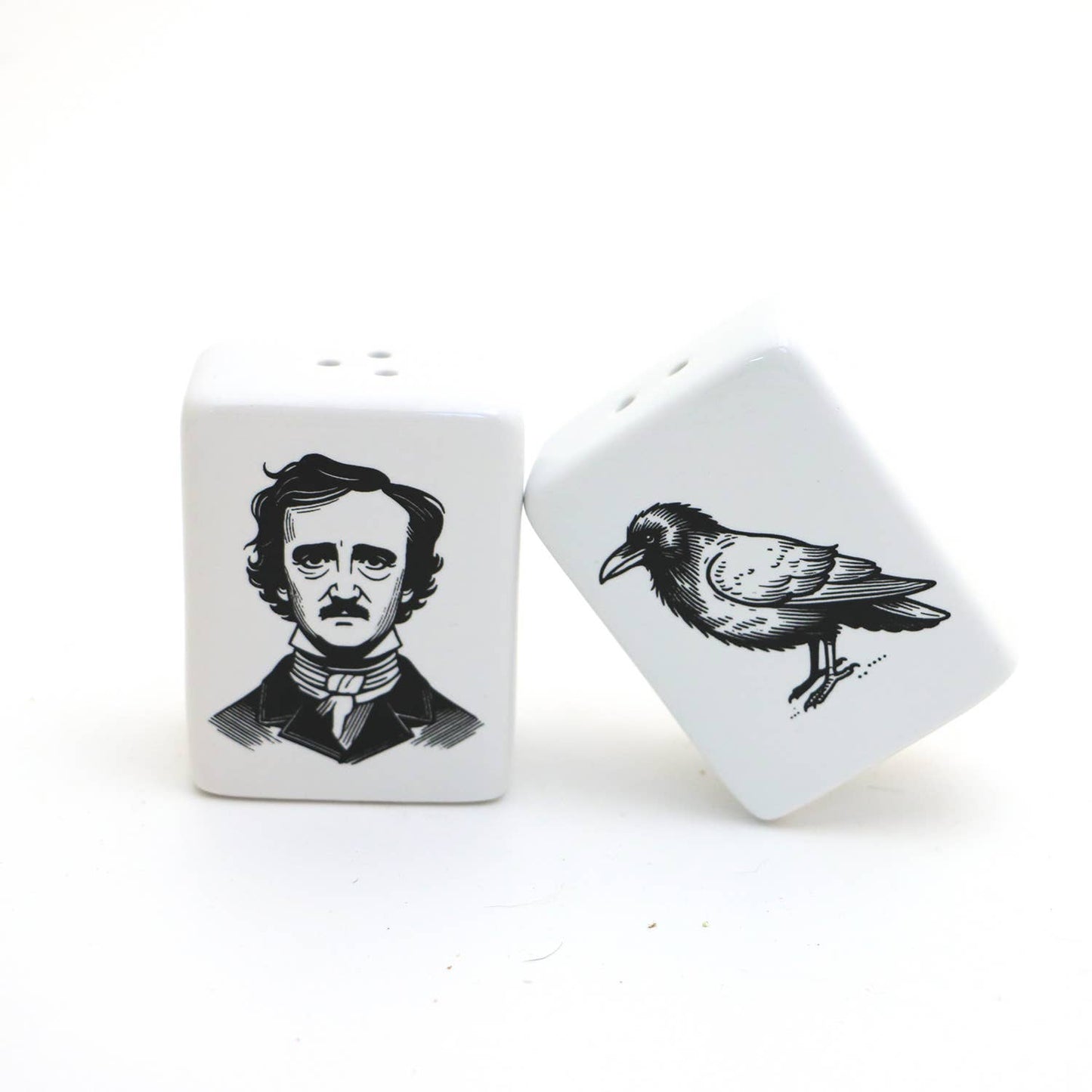 Edgar Allan Poe salt and pepper shakers, Poe and Raven, gift