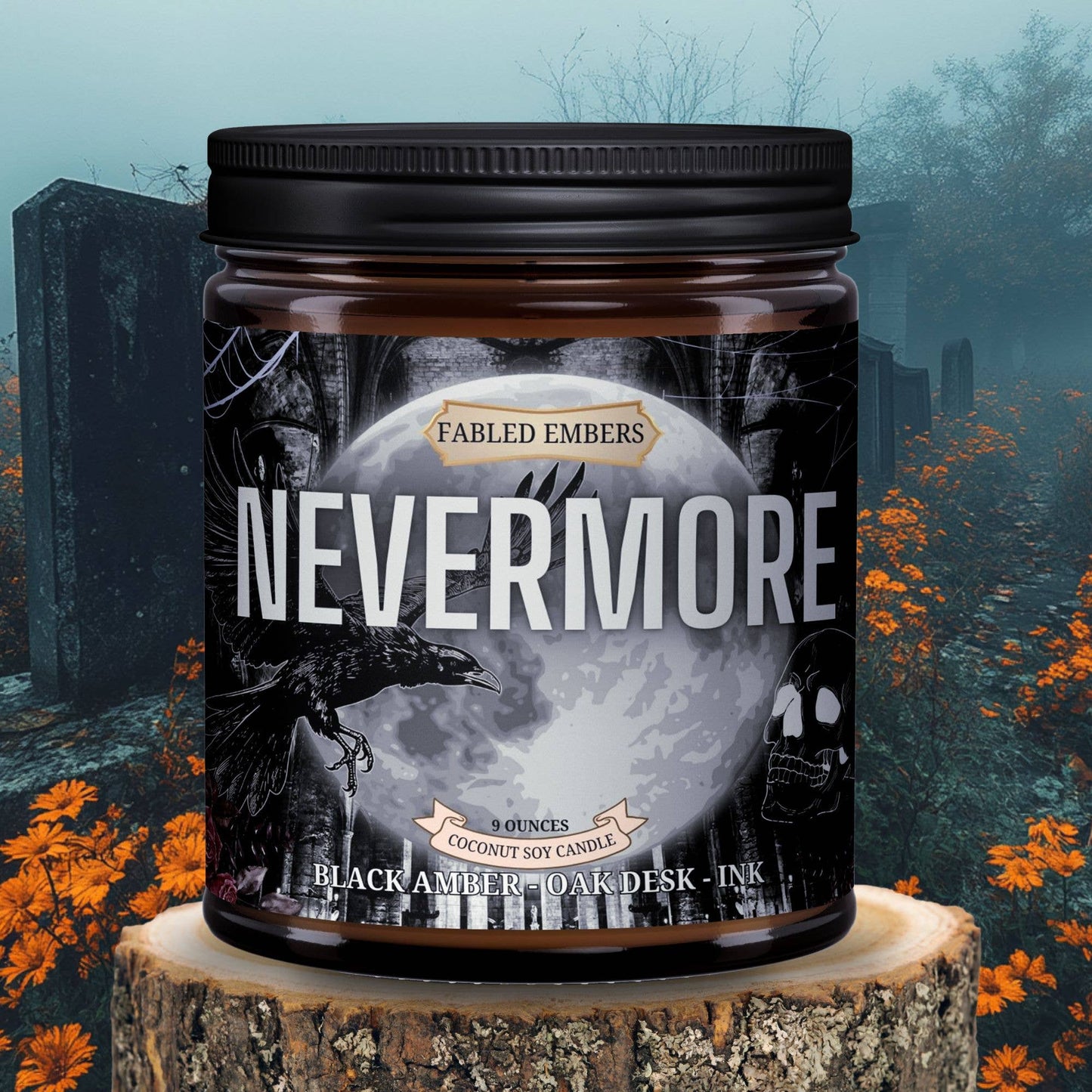 NEVERMORE gothic book lovers candle