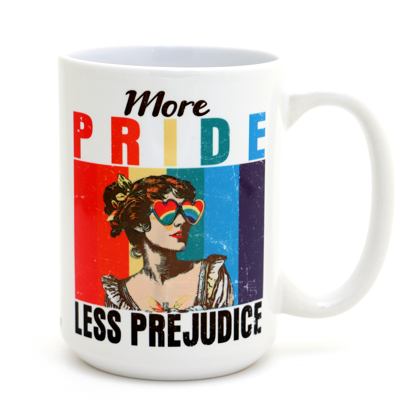 More Pride Less Prejudice Mug, LGBTQ support, 15 oz.