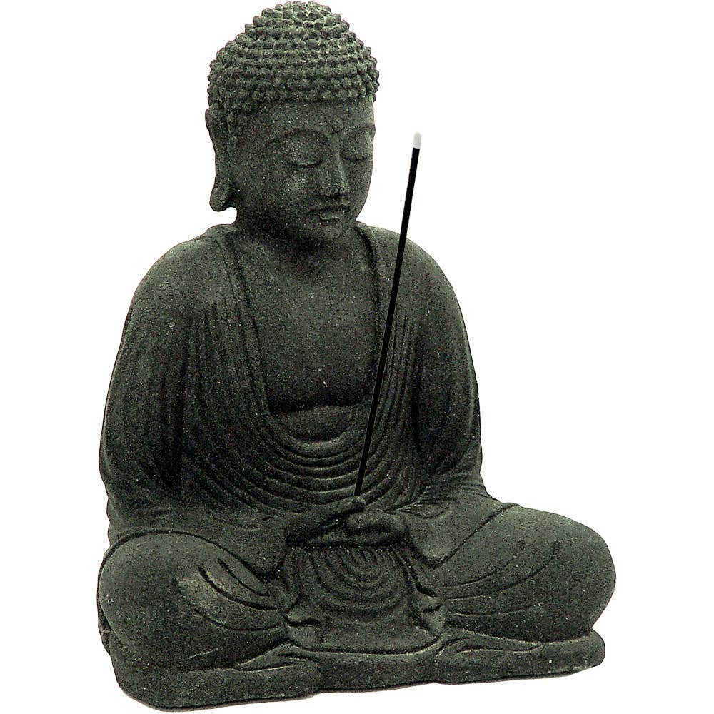 Volcanic Stone Statue & Incense Holder Meditating Buddha