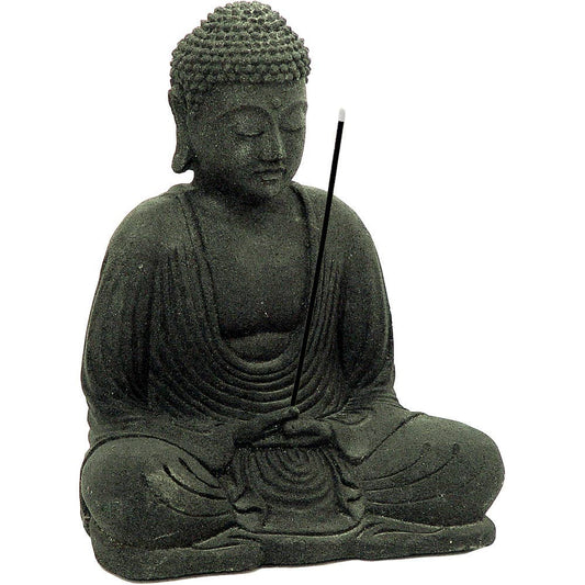 Volcanic Stone Statue & Incense Holder Meditating Buddha