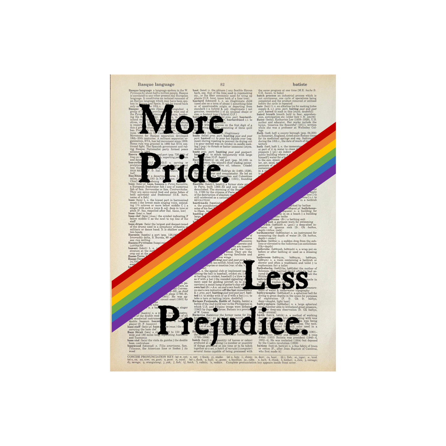 More Pride Less Prejudice | Dictionary | Vintage Book Art