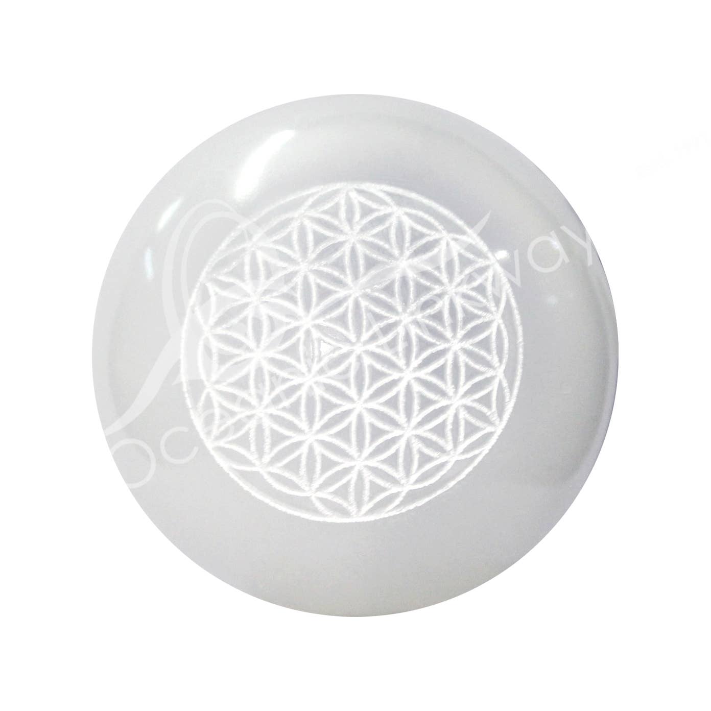 SPHERE - SELENITE ENGRAVED FLOWER OF LIFE 1.5-2" (PC)