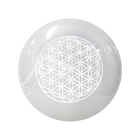 SPHERE - SELENITE ENGRAVED FLOWER OF LIFE 1.5-2" (PC)