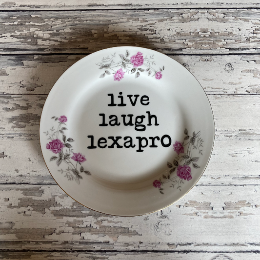 Upcycled Funny Plates, Live Laugh Lexapro ,Gift Shop