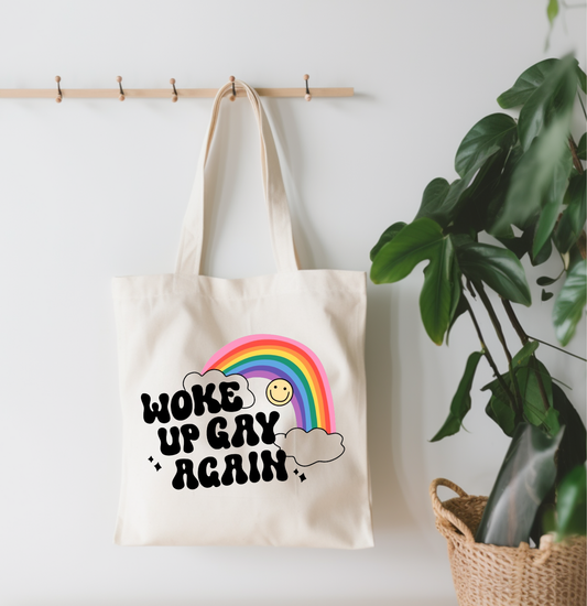 Woke Up Gay Again Small Canvas Tote Bag